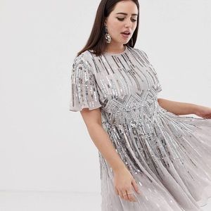 ASOS DESIGN Curve mini skater dress with sparkle embellishment